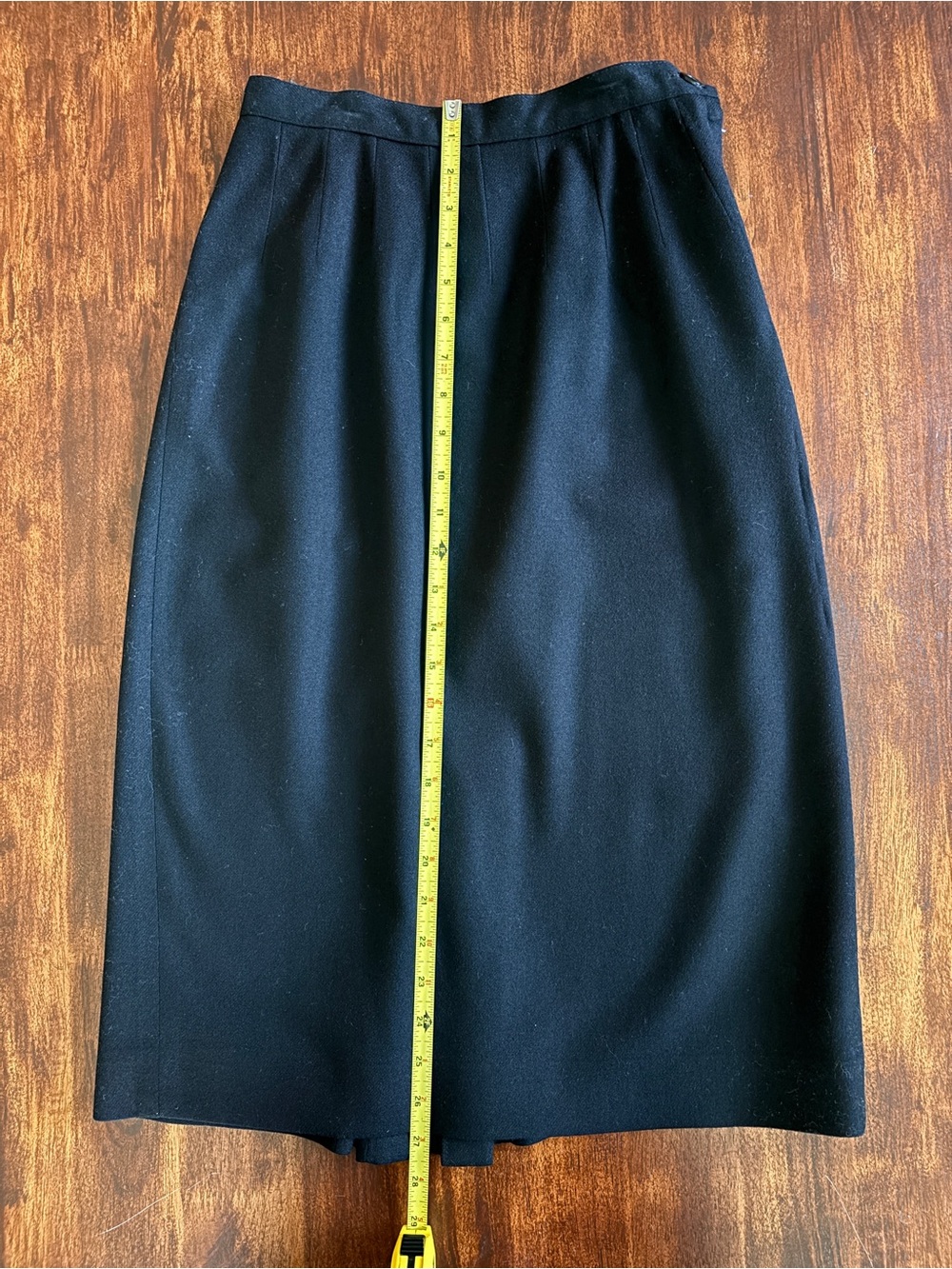 Vintage Wool Pencil Skirt Black Midi Small - Picture 8 of 8